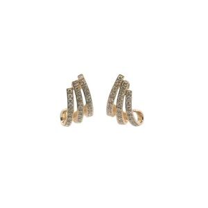 14K Yellow Gold 3-Row Diamond Earrings